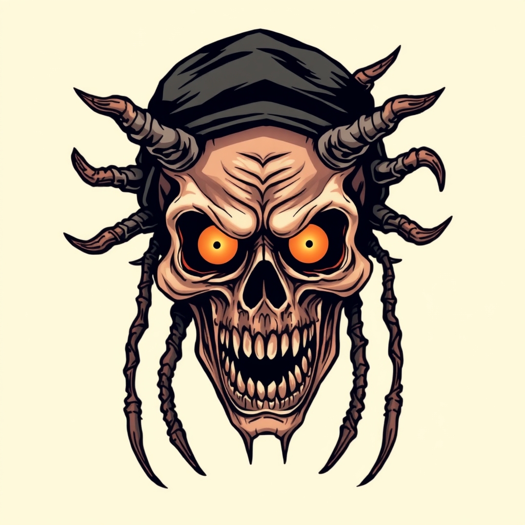 A tattoo design of Jeepers creepers head tattoo in the style of surrealistic. - movie characters tattoo design generated by AI tattoo generator