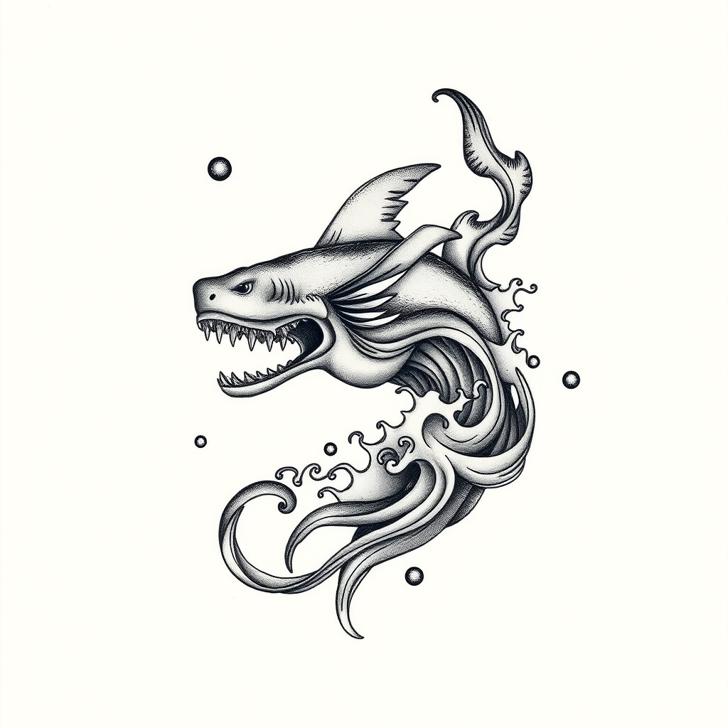A tattoo design of Ocean in the style of realistic. - please go ahead with the tattoo description. tattoo design generated by AI tattoo generator