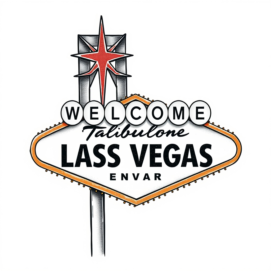 A tattoo design of Welcome to Las Vegas sign in the style of realistic. - landmark tattoo design generated by AI tattoo generator