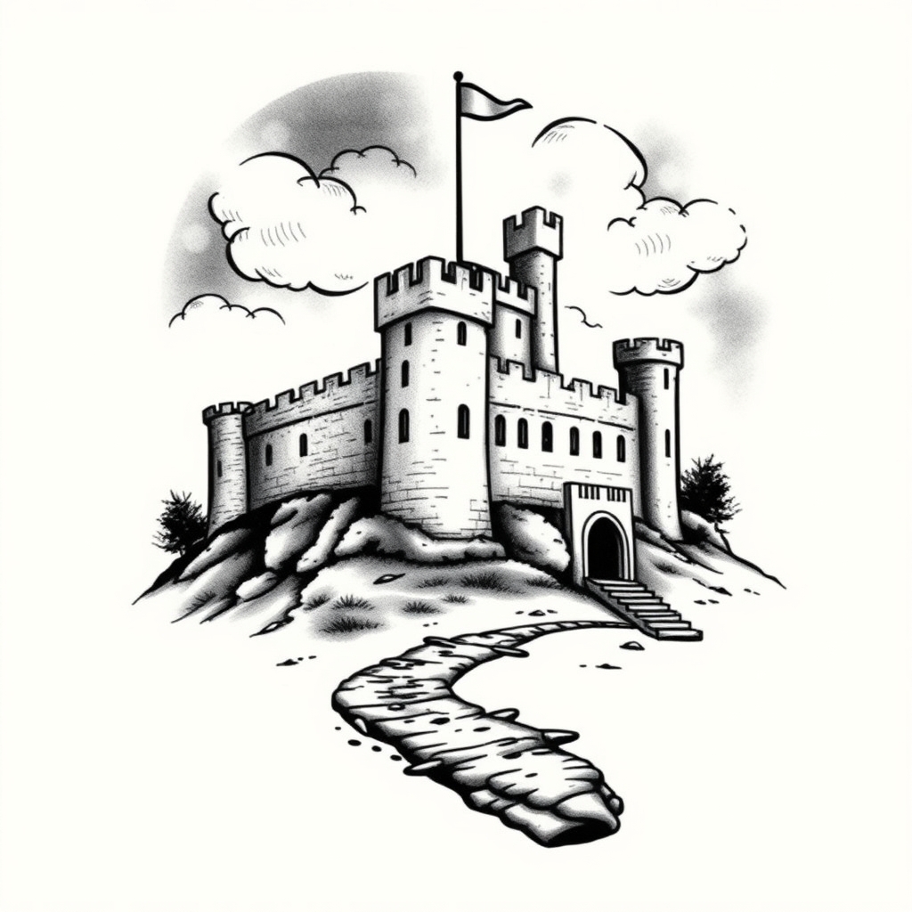A tattoo design of carlisle castle in the style of realistic. - castles tattoo design generated by AI tattoo generator