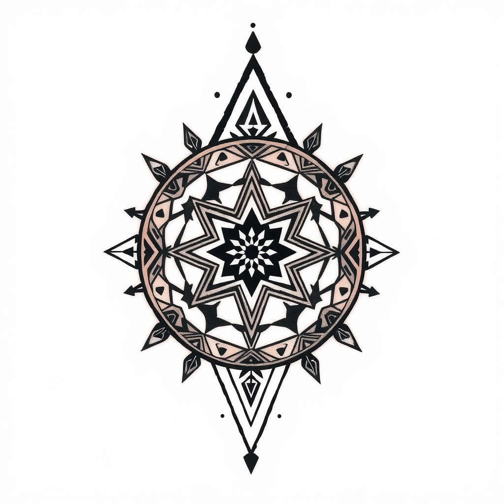 A tattoo design of South American feminine geometry in the style of geometric. - geometric patterns tattoo design generated by AI tattoo generator