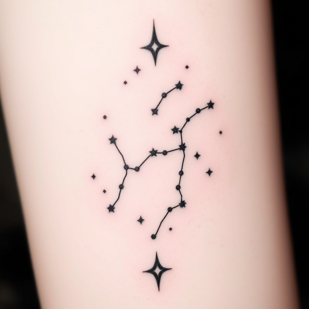 A tattoo design of Picies constellation in the style of blackwork. - constellation tattoo design generated by AI tattoo generator