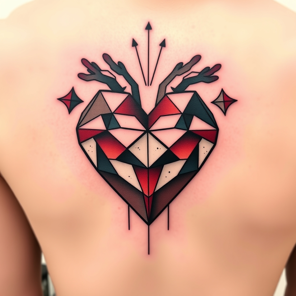 A tattoo design of Pixel heart in the style of geometric. - symbol tattoo design generated by AI tattoo generator