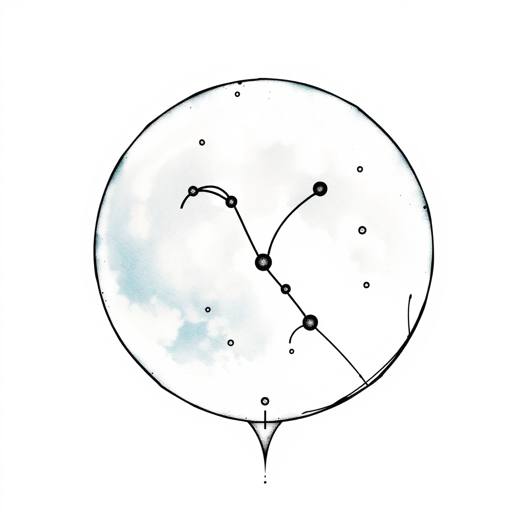 A tattoo design of Aquarius constellation in broken glass with the moon behind it in the style of watercolor. - astrology tattoo design generated by AI tattoo generator