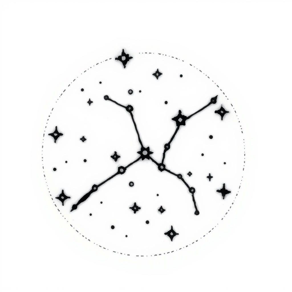 A tattoo design of Picies constellation in the style of blackwork. - astrology astronomy tattoo design generated by AI tattoo generator
