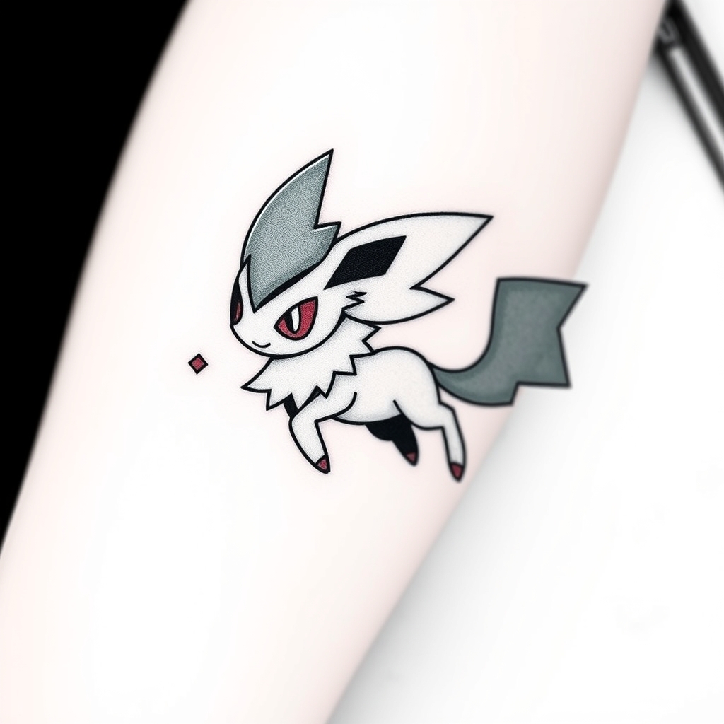 A tattoo design of Pokemon Evoli in the style of minimalist. - pokemon tattoo design generated by AI tattoo generator