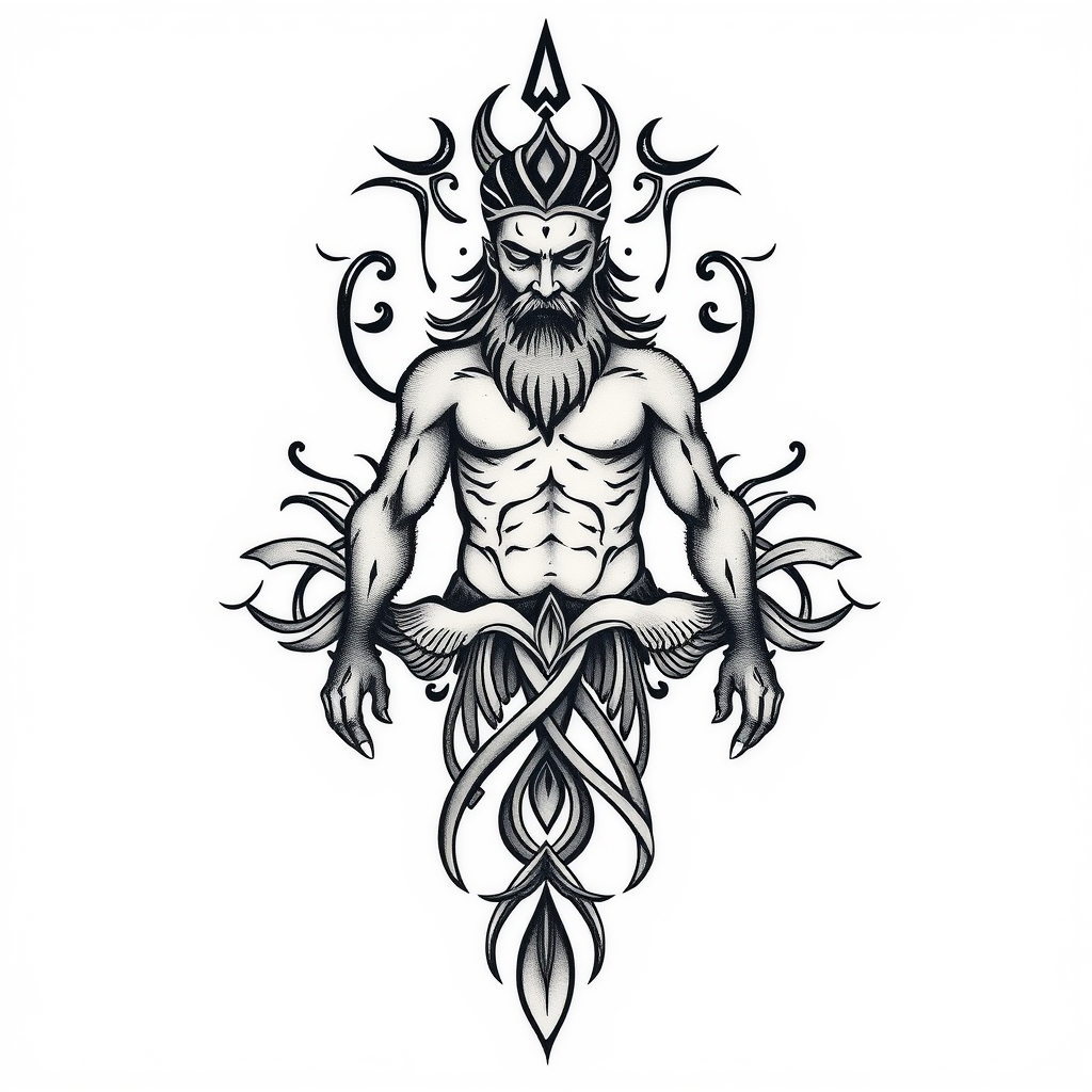 A tattoo design of Father son water connection in the style of tribal. - family bond tattoo design generated by AI tattoo generator