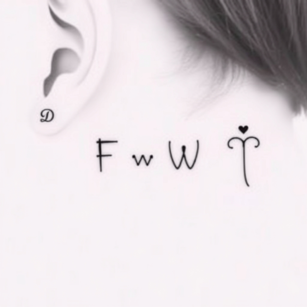 A tattoo design of 🐘 (D in Ear) → 🐘 (F in Trunk) → 🐘 (W on Back) → 🐘 (P in Tail) in the style of minimalist. - elephant tattoo design generated by AI tattoo generator