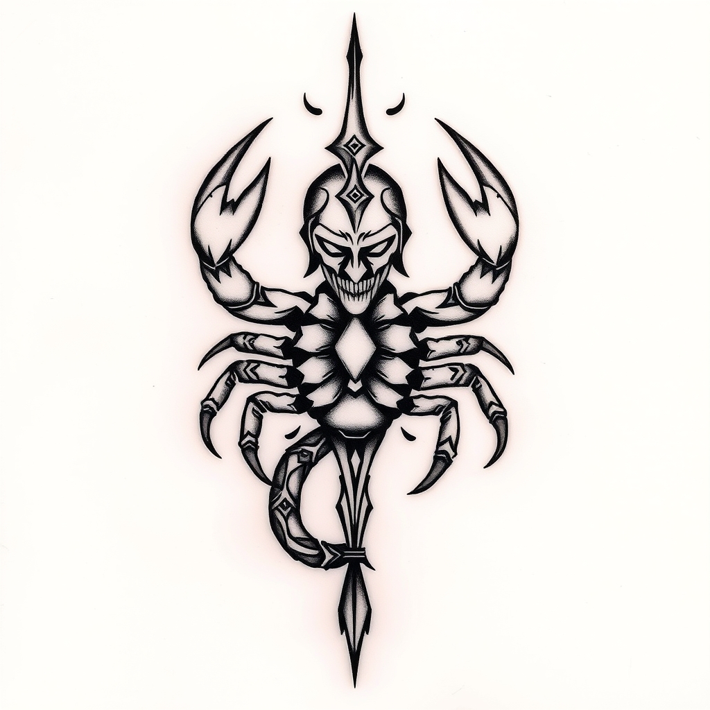 A tattoo design of Denis, Scorpio, Neuburg in the style of tribal. - astrology symbol tattoo design generated by AI tattoo generator