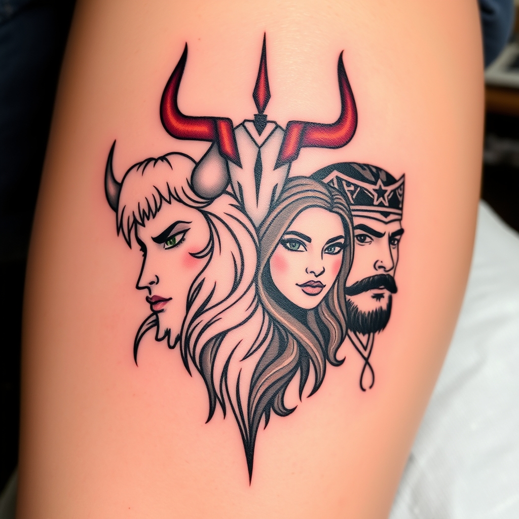 A tattoo design of Taurus, United States, Khloe, Logan  in the style of tribal. - zodiac sign tattoo design generated by AI tattoo generator