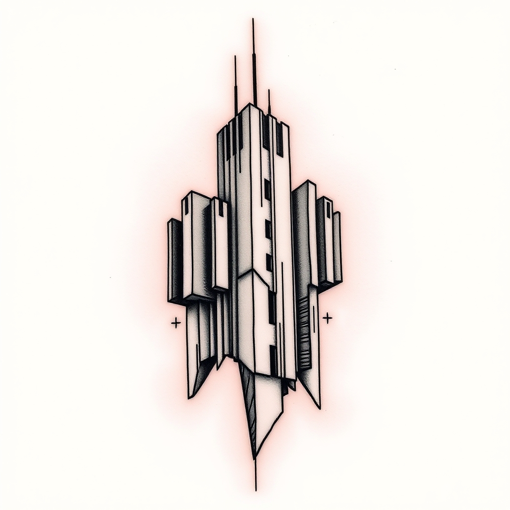 A tattoo design of Brutalism in the style of minimalist. - architecture style tattoo design generated by AI tattoo generator