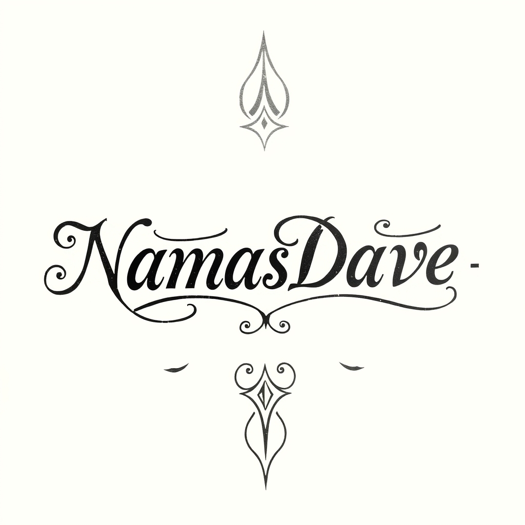A tattoo design of "NamasDave" in a script for Yoga Teacher in the style of blackwork. - yoga teacher tattoo design generated by AI tattoo generator