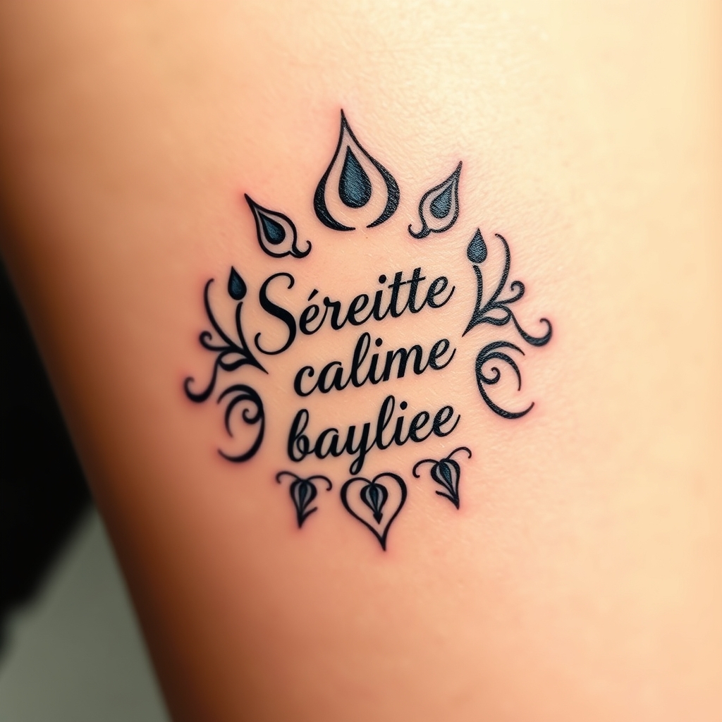 A tattoo design of Sérénité, calme et bonheur in the style of tribal. - wellness symbolism tattoo design generated by AI tattoo generator