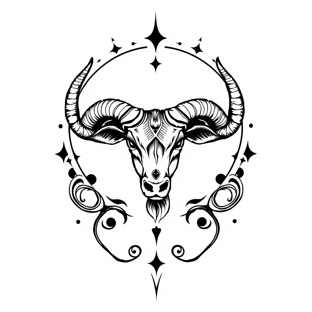 A tattoo design of Taurus  in the style of blackwork. - zodiac sign tattoo design generated by AI tattoo generator