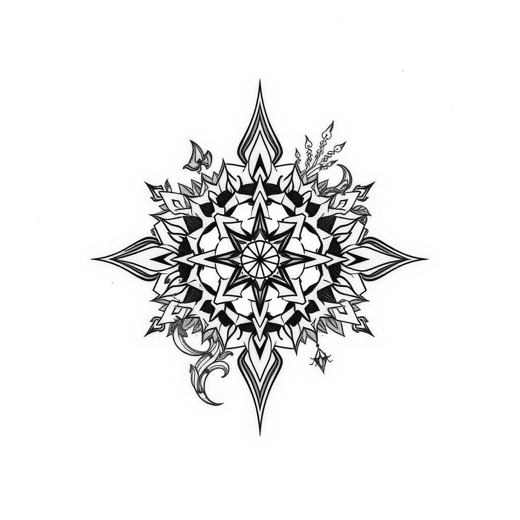 A tattoo design of Chinese art in the style of geometric. - please go ahead with the tattoo description tattoo design generated by AI tattoo generator