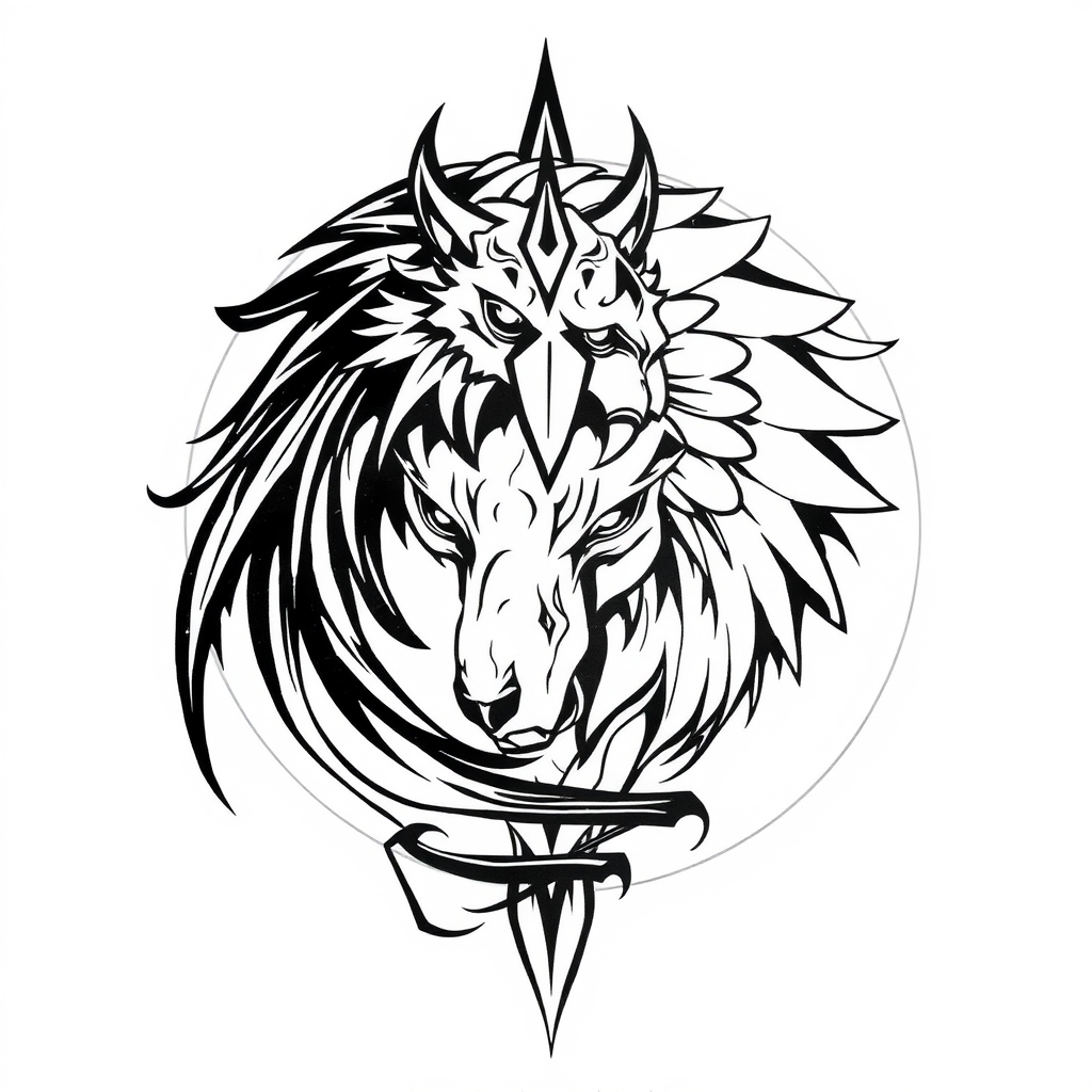 A tattoo design of Rabenschädel , Mond  in the style of tribal. - skull moon tattoo design generated by AI tattoo generator