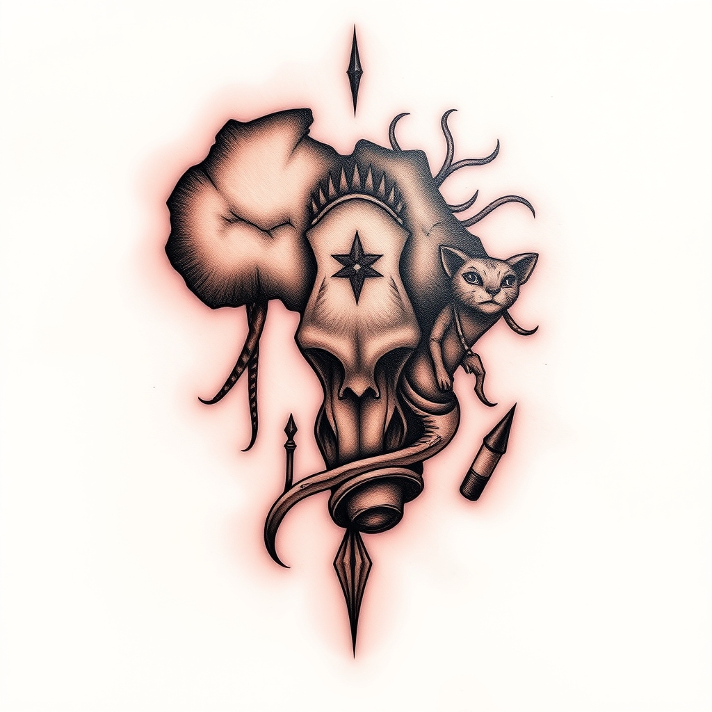 A tattoo design of africa in the style of realistic. - please provide the tattoo description tattoo design generated by AI tattoo generator
