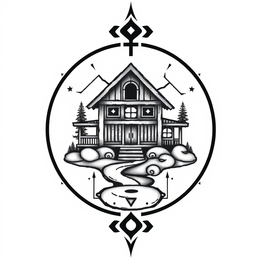 A tattoo design of Villasukkaneuleena sana äiti in the style of geometric. - mother's name tattoo design generated by AI tattoo generator