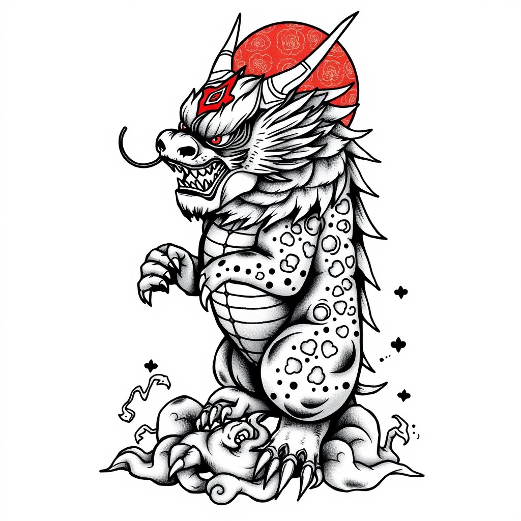 A tattoo design of Rabenschädel , Mond  in the style of japanese. - skull moon tattoo design generated by AI tattoo generator