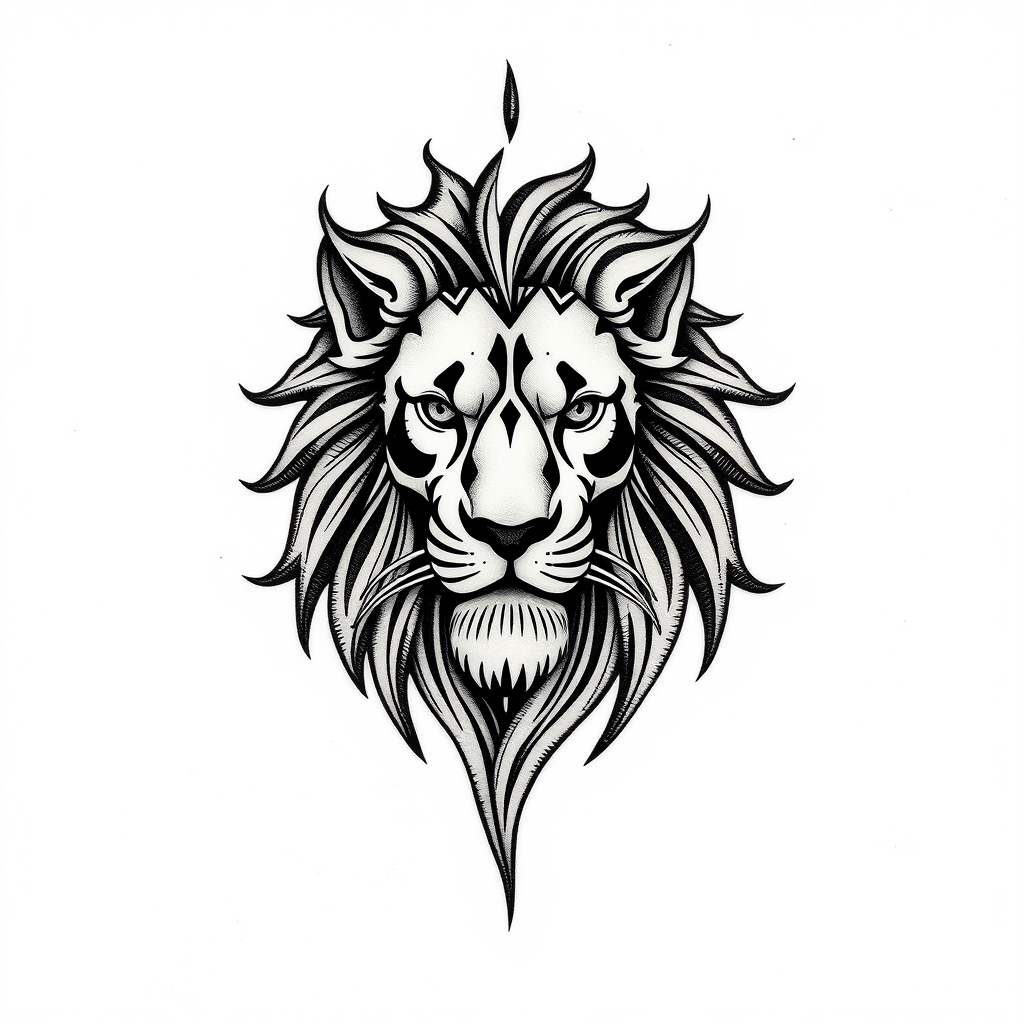 A tattoo design of Lion  in the style of tribal. - wildlife tattoo design generated by AI tattoo generator