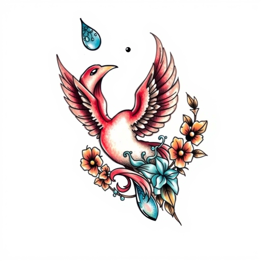 A tattoo design of Bracelet tattoo that incorporates Phoenix, water element, and Garland in the style of realistic. - mythical creature tattoo design generated by AI tattoo generator