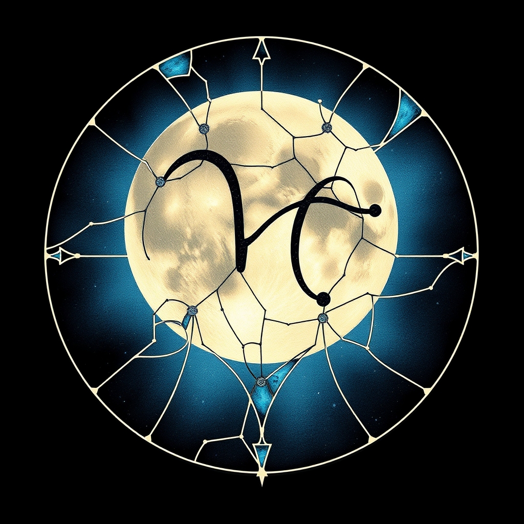 A tattoo design of Aquarius constellation in broken glass with the moon behind it in the style of abstract. - astrology astronomy tattoo design generated by AI tattoo generator