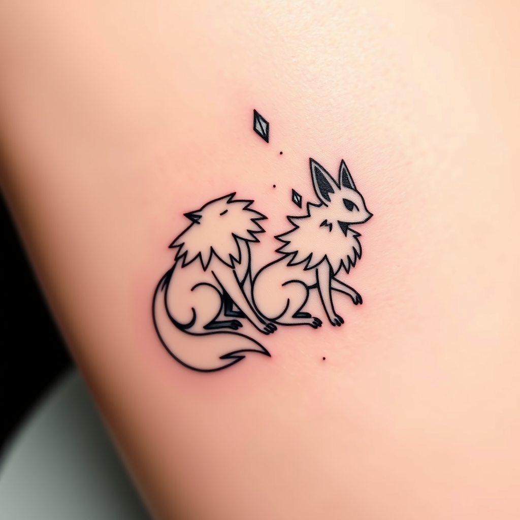 A tattoo design of vulpix evolutions in the style of minimalist. - pokemon tattoo design generated by AI tattoo generator