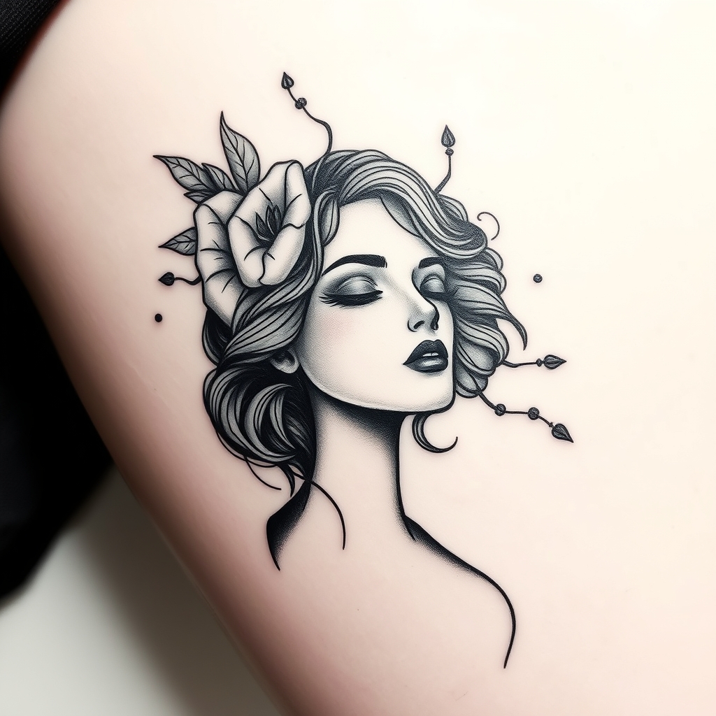 A tattoo design of Existentialist beauty in the style of blackwork. - philosophy tattoo design generated by AI tattoo generator