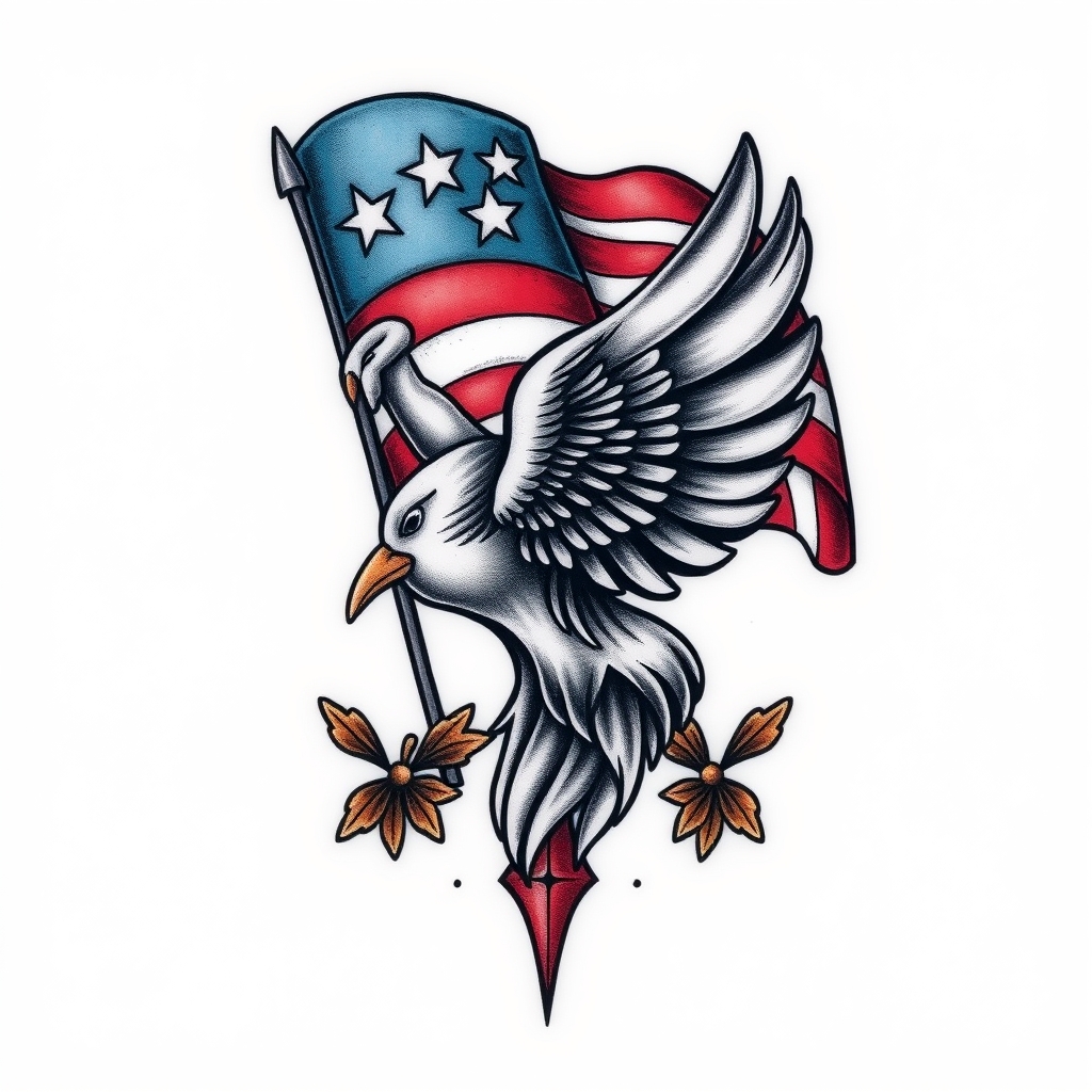 A tattoo design of Patriotic in the style of realistic. - american flag tattoo design generated by AI tattoo generator