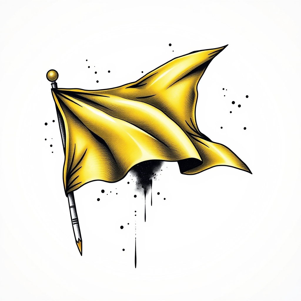A tattoo design of Yellow bandana flag tattoo in the style of realistic. - pirate symbol tattoo design generated by AI tattoo generator