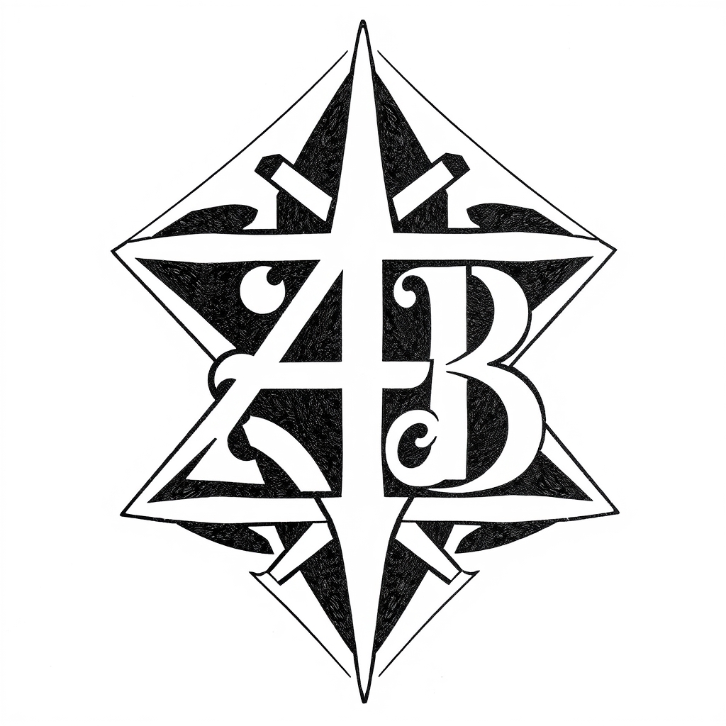 A tattoo design of Initials AB, year 1974, in the style of geometric. - initials tattoo design generated by AI tattoo generator
