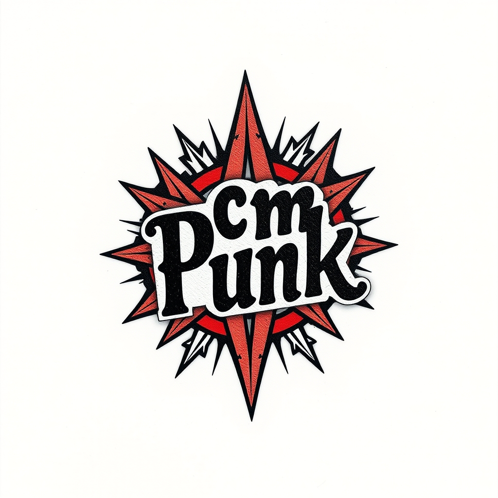 A tattoo design of CM Punk logo in the style of traditional. - wrestling tattoo design generated by AI tattoo generator