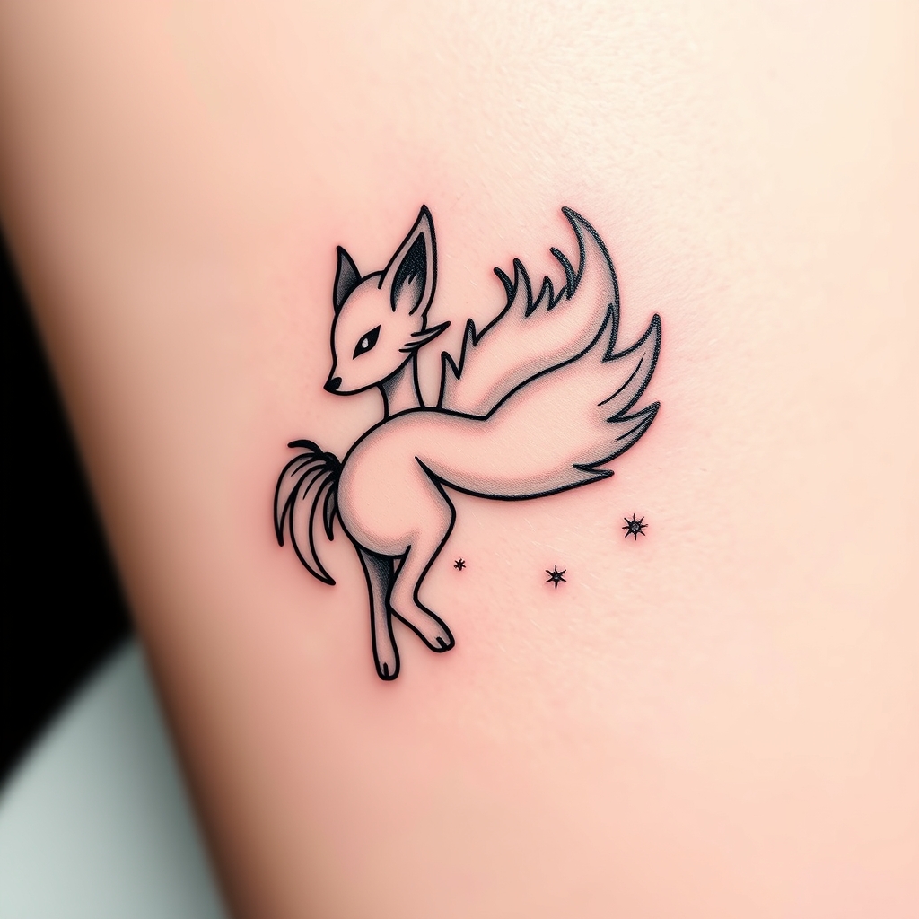 A tattoo design of vulpix ice in the style of minimalist. - pokemon animal tattoo design generated by AI tattoo generator