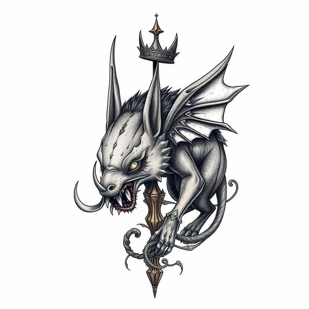 A tattoo design of Rabenschädel , Mond  in the style of surrealistic. - skull moon tattoo design generated by AI tattoo generator