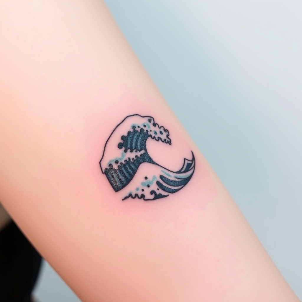 A tattoo design of A tiny graphic wave in the style of realistic. - water tattoo design generated by AI tattoo generator