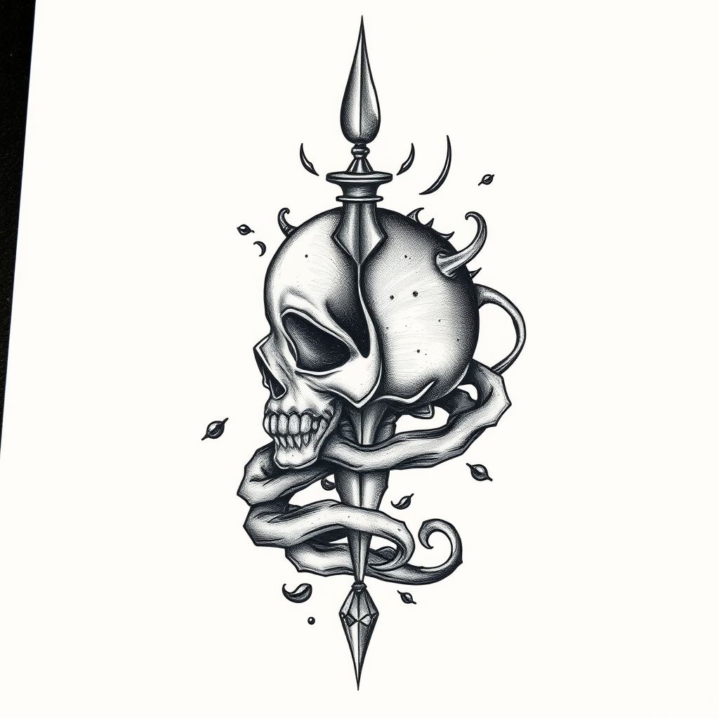 A tattoo design of a a in the style of surrealistic. - i'm ready. what's the tattoo description? tattoo design generated by AI tattoo generator