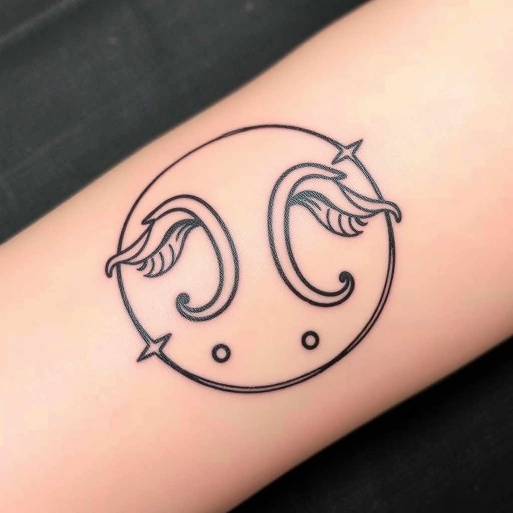 A tattoo design of Symbol for Aquarius in the style of traditional. - astrology sign tattoo design generated by AI tattoo generator