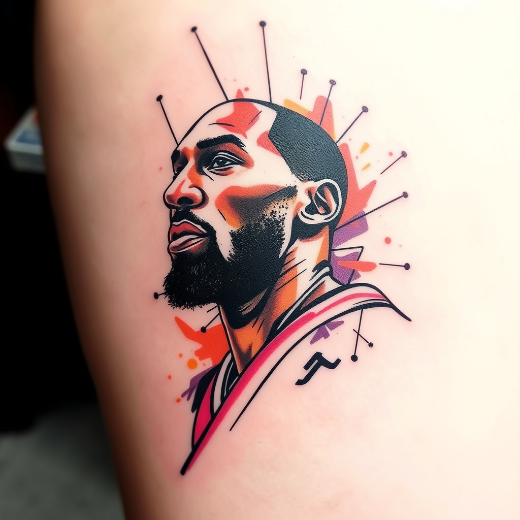 A tattoo design of Kobe bryant in the style of abstract. - sports tattoo design generated by AI tattoo generator