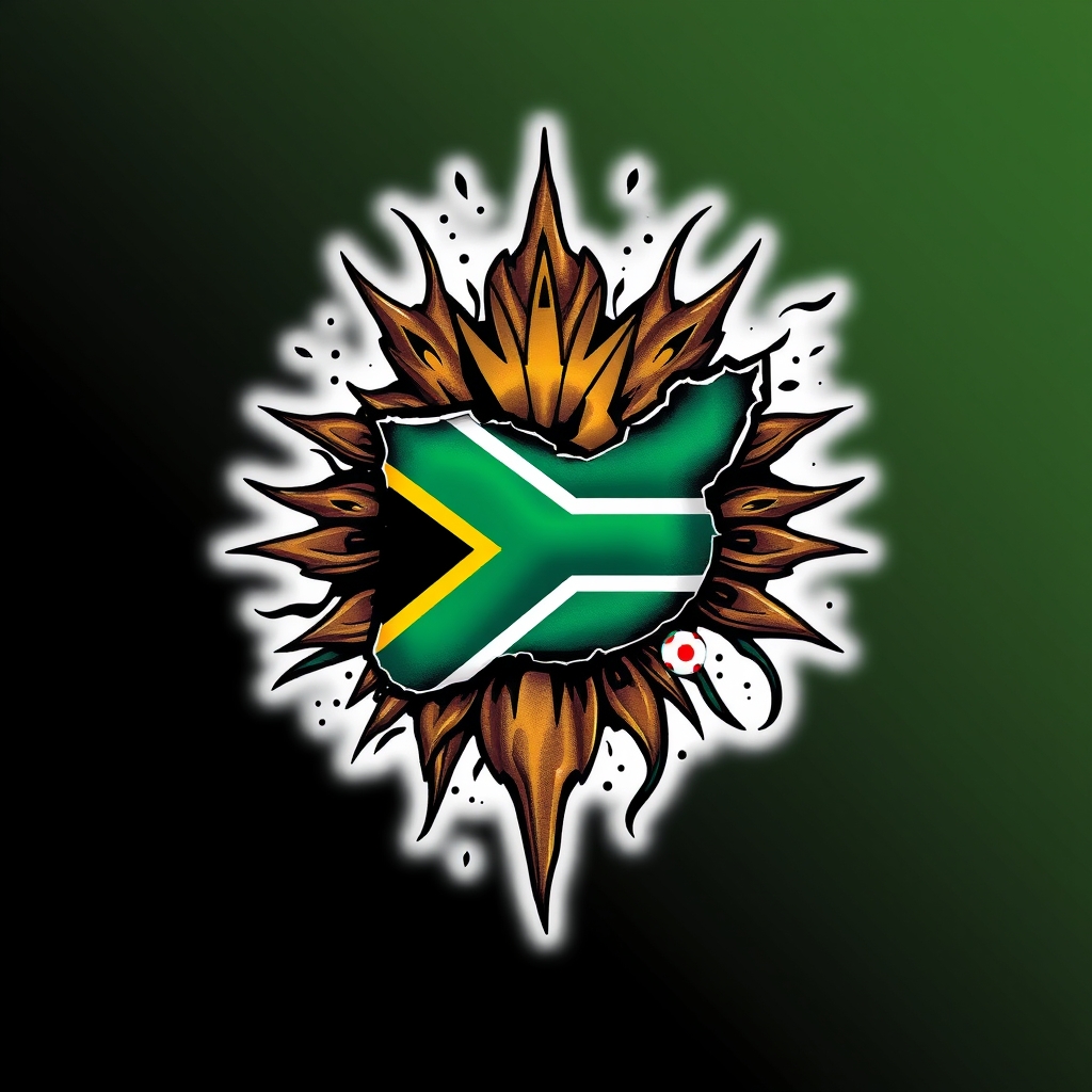 A tattoo design of south africa sports logo full color in the style of realistic. - sports logo tattoo design generated by AI tattoo generator