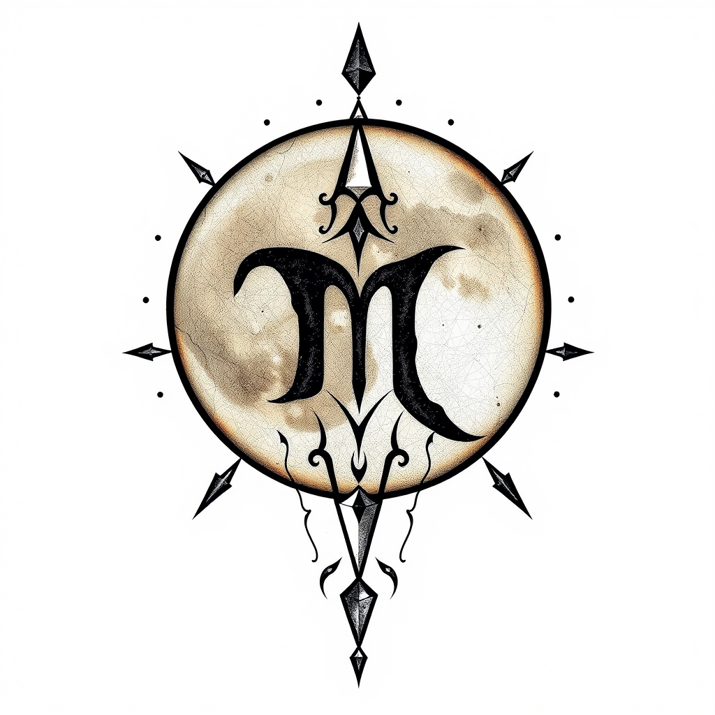 A tattoo design of Aquarius constellation in broken glass with the moon behind it in the style of tribal. - astrology astronomy tattoo design generated by AI tattoo generator