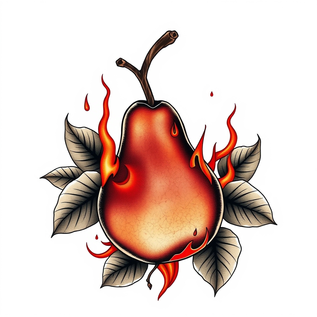 A tattoo design of Fire blight pear in the style of realistic. - tree disease tattoo design generated by AI tattoo generator