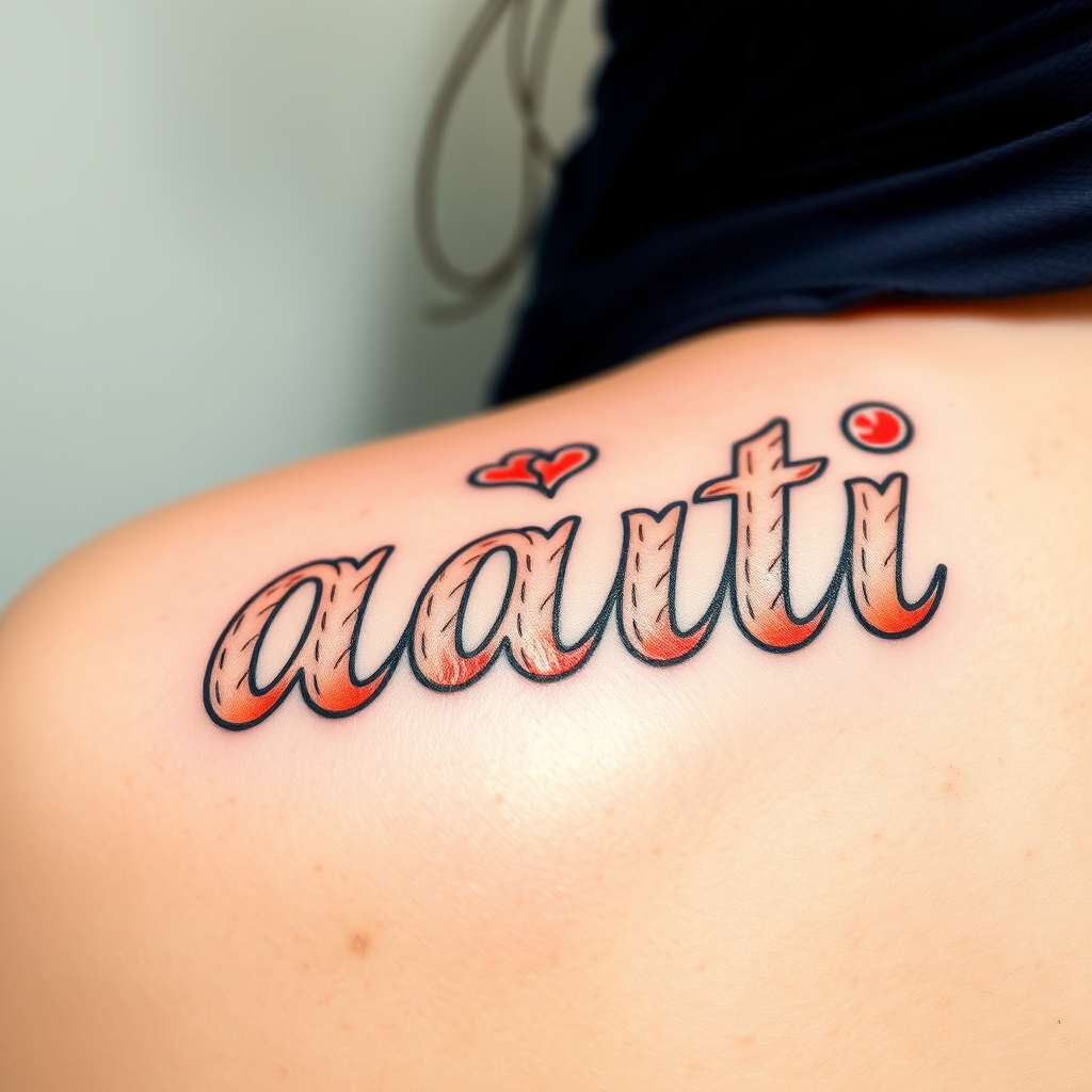 A tattoo design of Word "äiti" as it was knitted in the style of watercolor. - text tattoo tattoo design generated by AI tattoo generator
