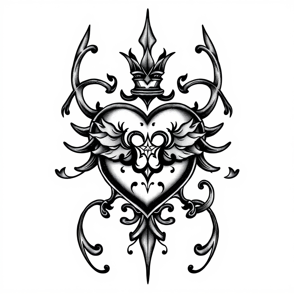 A tattoo design of Herz in the style of blackwork. - heart symbol tattoo design generated by AI tattoo generator