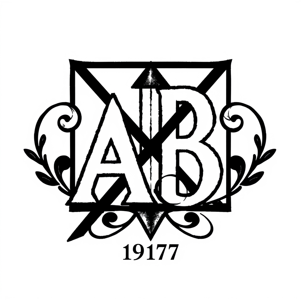 A tattoo design of Initials AB, year 1974, in the style of geometric. - dates and initials tattoo design generated by AI tattoo generator