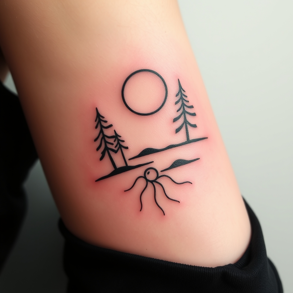 A tattoo design of Existentialist manner  in the style of minimalist. - philosophy tattoo design generated by AI tattoo generator