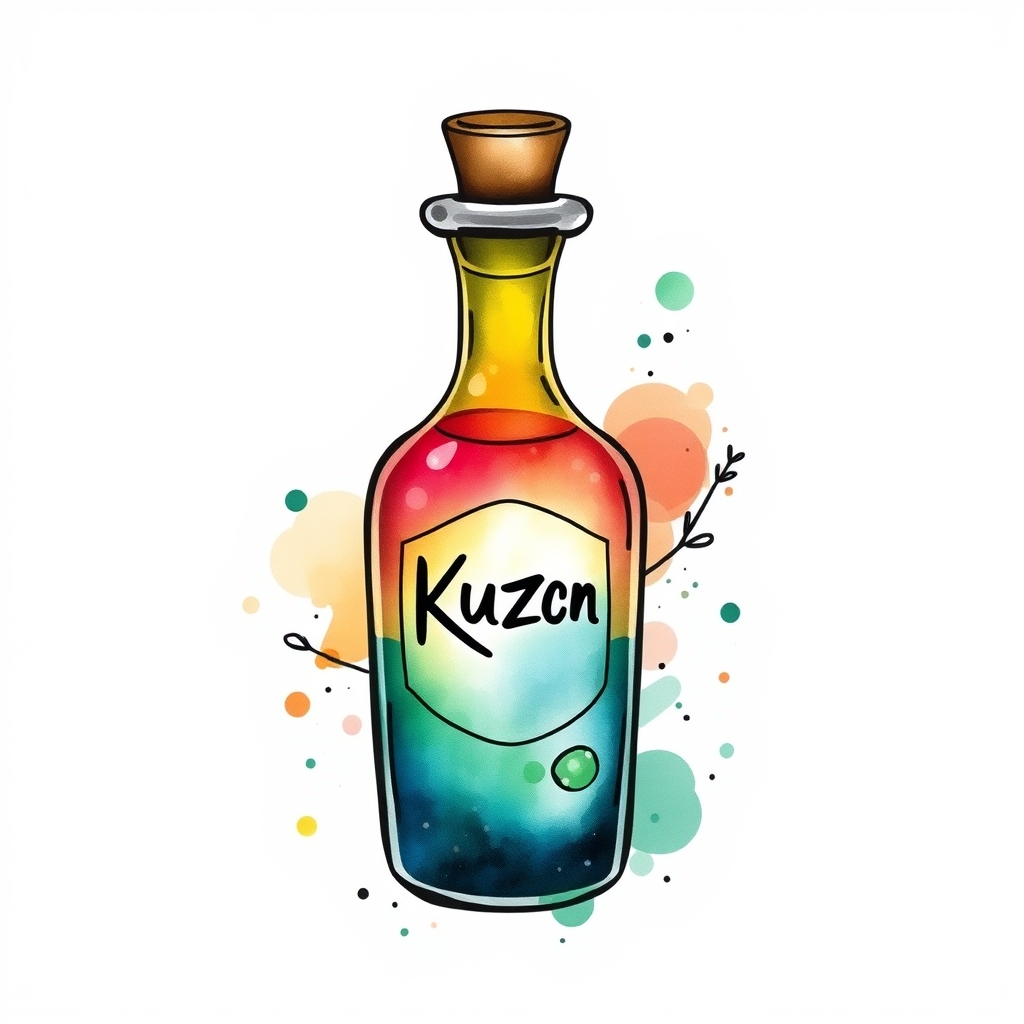 A tattoo design of kuzco poison bottle in the style of watercolor. - fantasy character tattoo design generated by AI tattoo generator