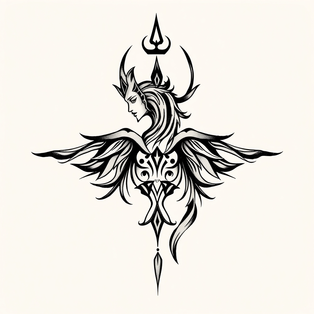 A tattoo design of Sérénité in the style of tribal. - french word tattoo design generated by AI tattoo generator