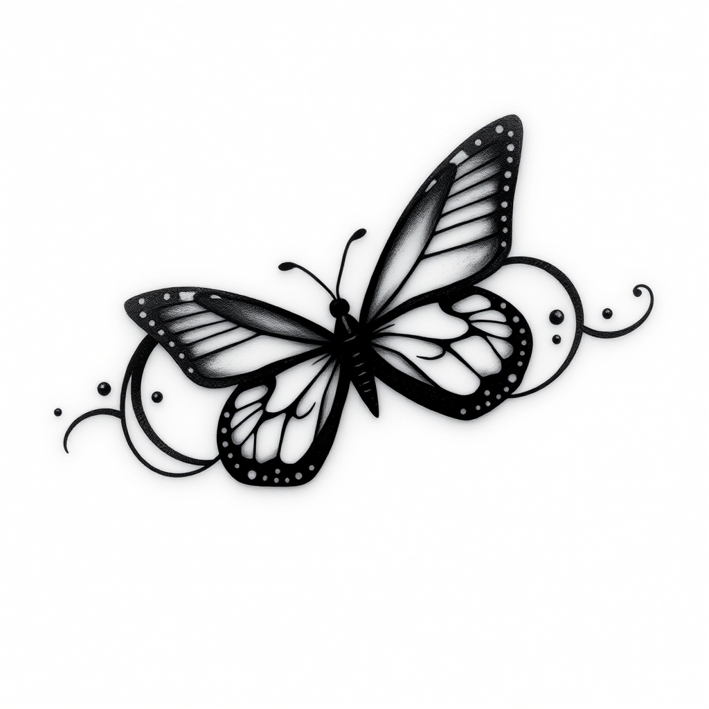 A tattoo design of Infinity symbol with the name Aaron butterfly in the style of blackwork. - infinity symbol butterfly tattoo design generated by AI tattoo generator