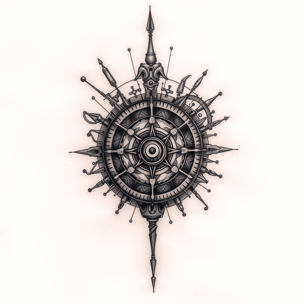 A tattoo design of A beautiful mechanism by Frank Lloyd in the style of abstract. - machine design tattoo design generated by AI tattoo generator