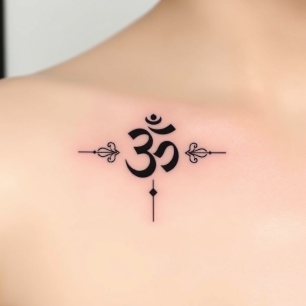 A tattoo design of a and a with om in the style of minimalist. - spiritual symbols tattoo design generated by AI tattoo generator